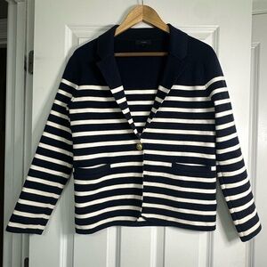 JCrew Navy and White Striped Women's Sweater Blazer
